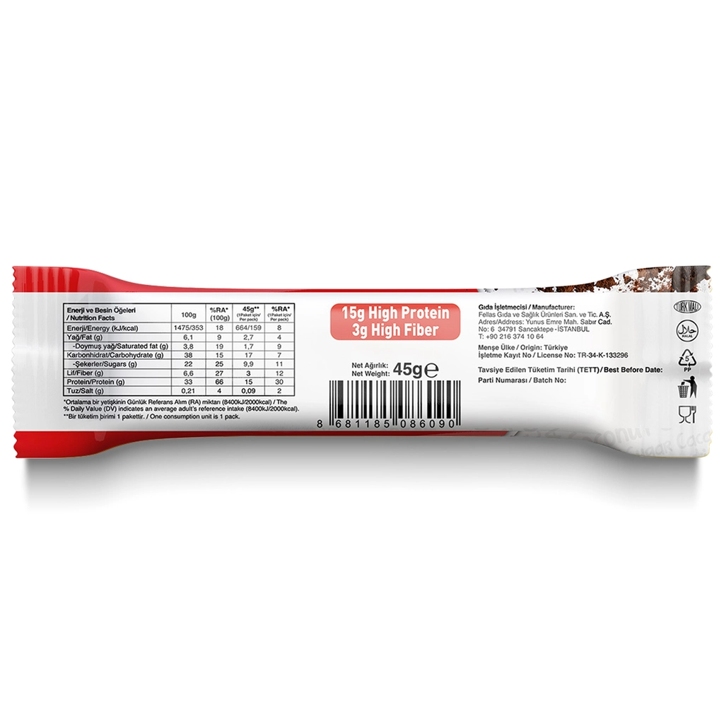 Fellas Coconut And Cocoa High Protein Bar 45 gr