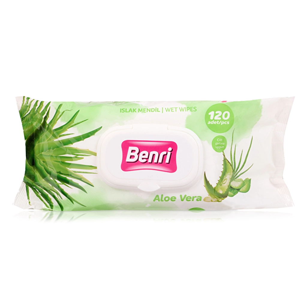 Benri Aloe Vera Wet Wipes - 120 Pack, Gentle & Moisturizing