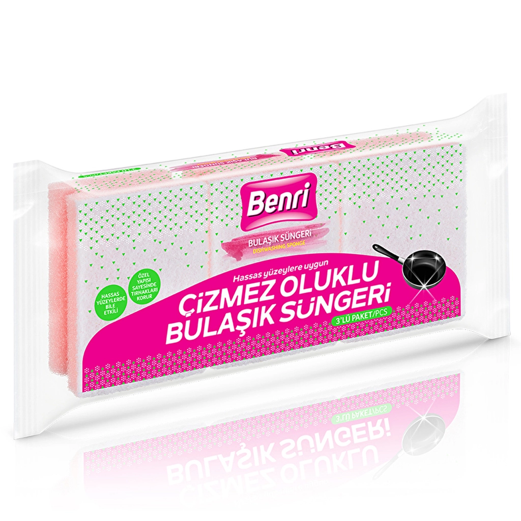 Benri Kratzfreies Geschirr-Schwamm-Set – 3 Stück