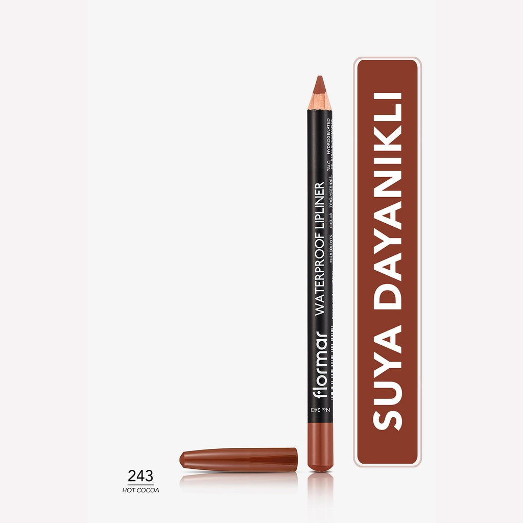 Flormar Matte Waterproof Lip Pencil 243 Hot Cocoa - Intense Color