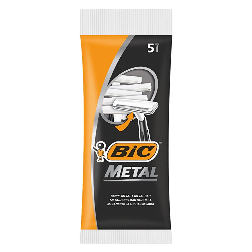 Bic Metal Razor Set of 5 - Stainless Steel Blades, Safe Shaving