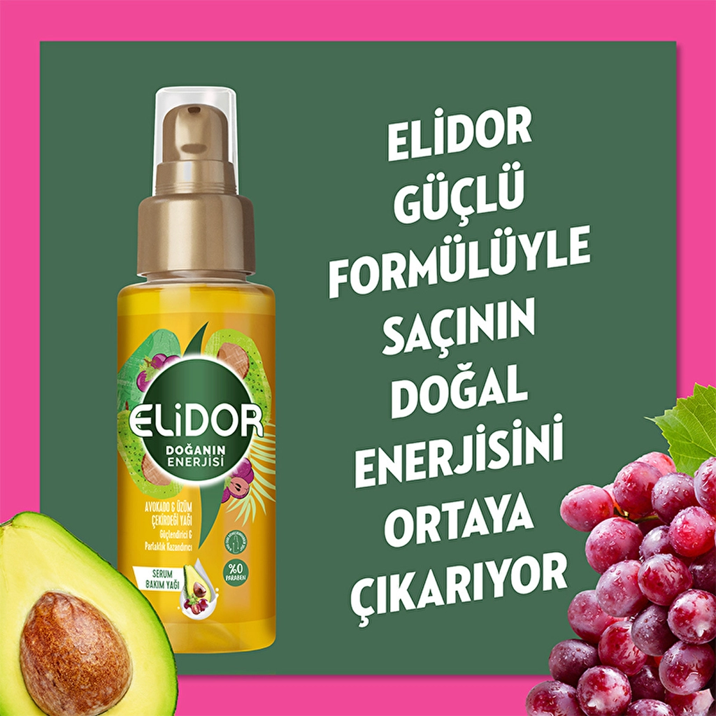 Elidor Avocado &amp; Grape Seed Hair Serum 80ml - Nourish &amp; Repair