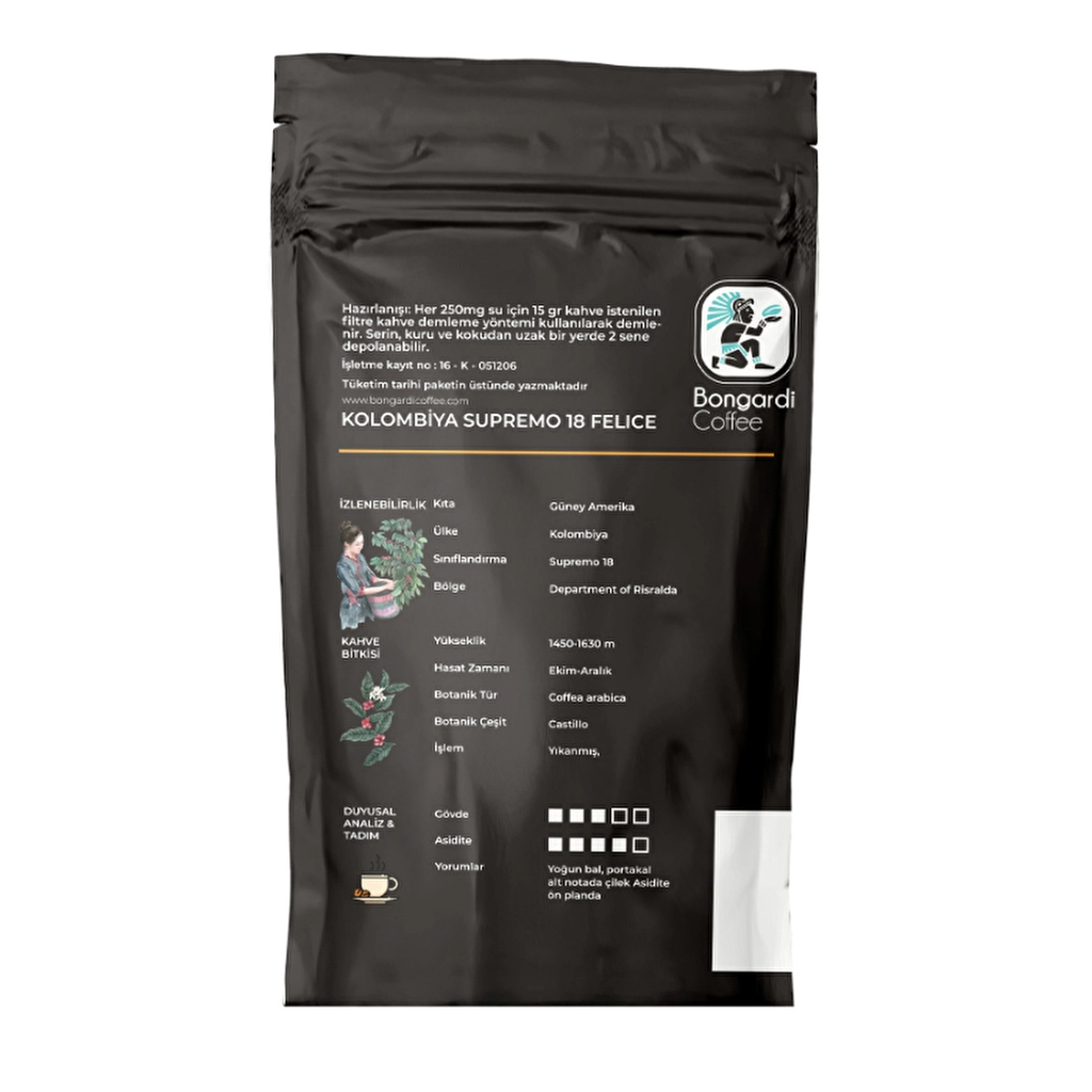 Bongardi Kolumbianische Suprema Kaffeebohnen 200g