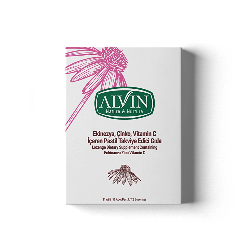 Alvin Echinacea, Zinc, Vitamin C Containing Pastilles Supplementary Food 12-pcs