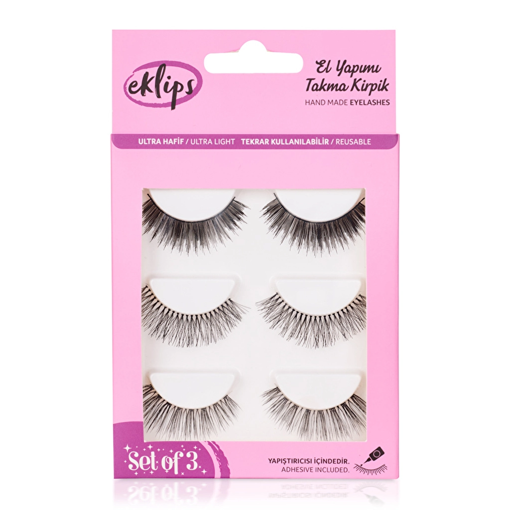 Eklips Handmade False Eyelashes Set of 3 - Natural Look