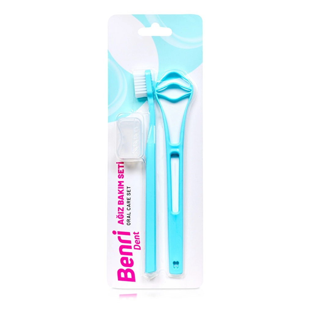 Benri Dent Oral Care Set: Toothbrush & Tongue Cleaner Combo