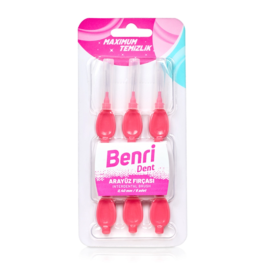 Benri Dent فرشاة بين الأسنان بينري دنت الوردية 0.40 مم لتقويم الأسنان والجسور