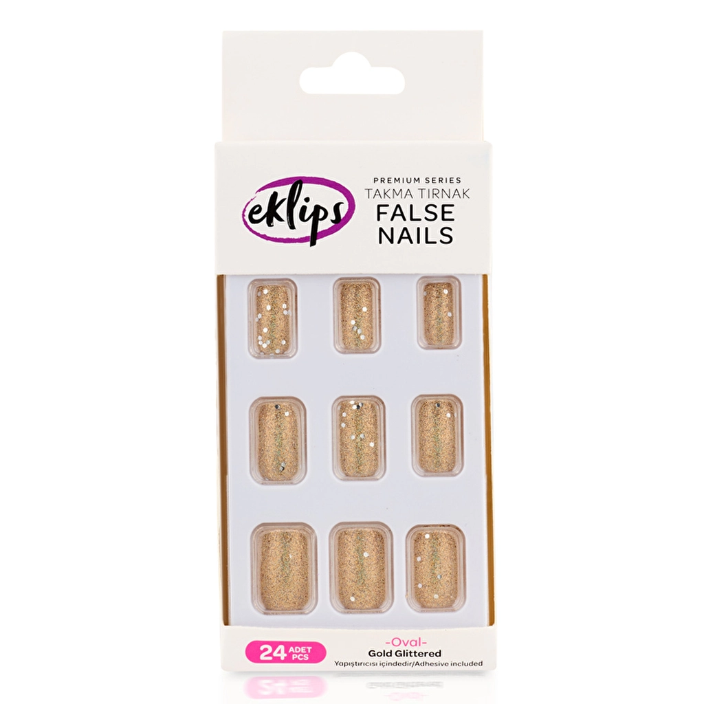 Eklips Gold Glitter Oval Kunstnägel