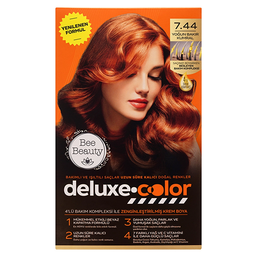 Bee Beauty Deluxe Hair Dye 7.44 Intense Copper Blonde 50ml