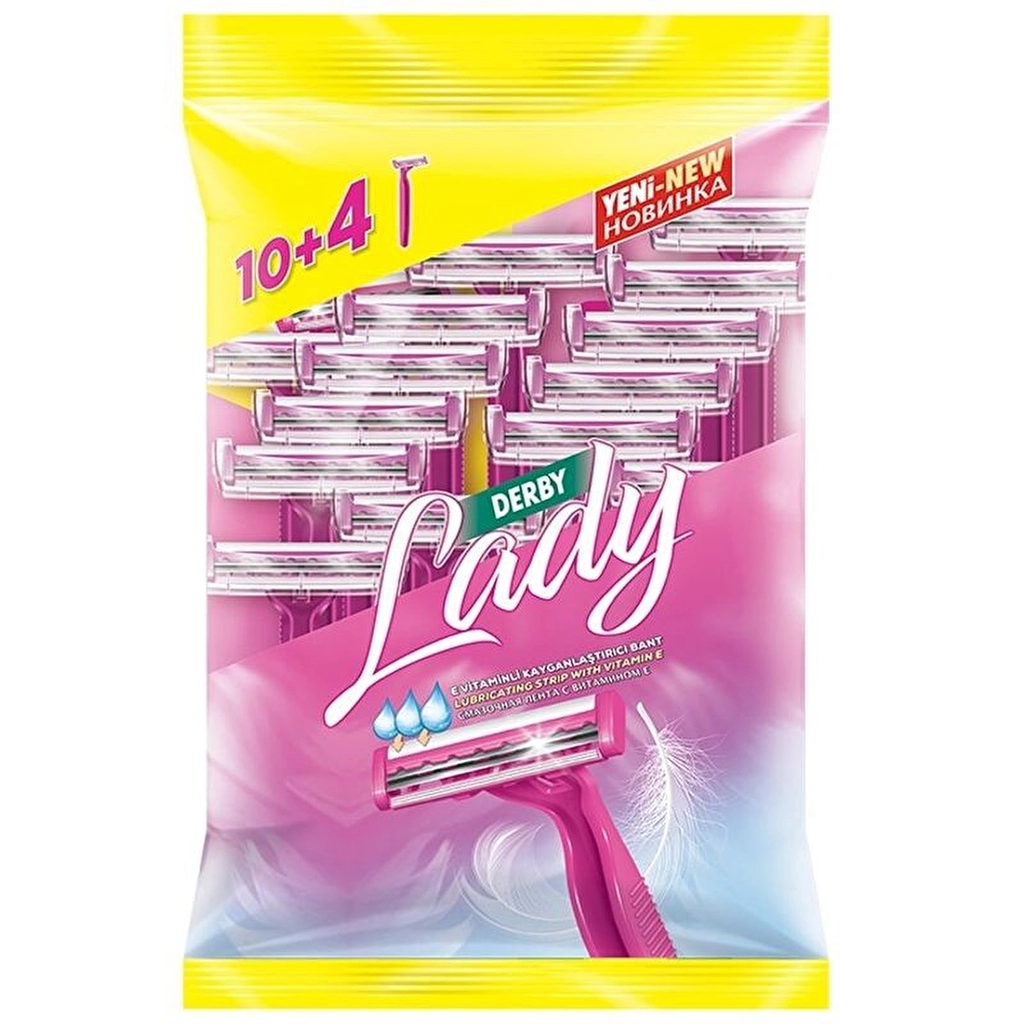 Derby Lady Women's Razor 10+4 Pack with Vitamin E Strip