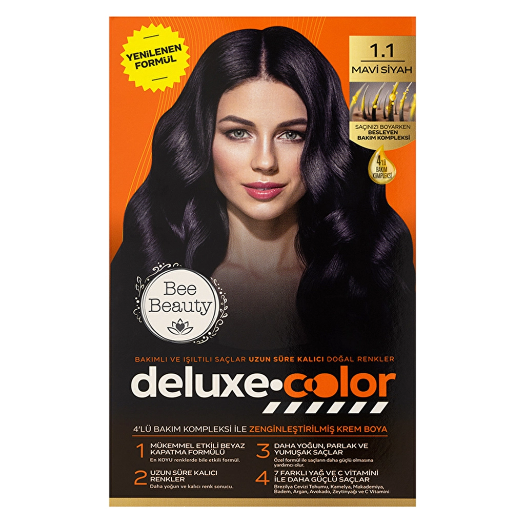 Bee Beauty Deluxe Color Kit Hair Dye 1.1 blue Black