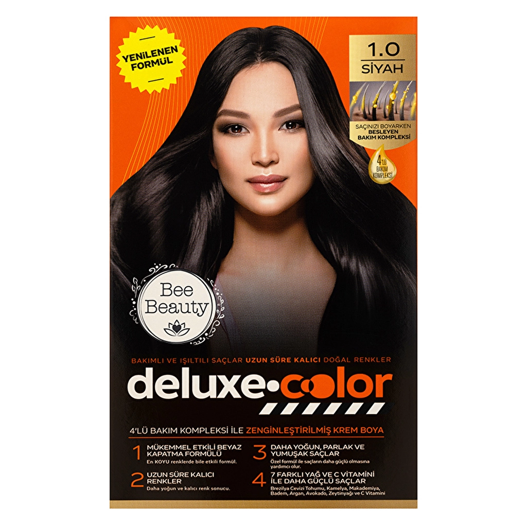 Краска для волос Bee Beauty Deluxe Color Kit - 1.0 Черный, 7 масел
