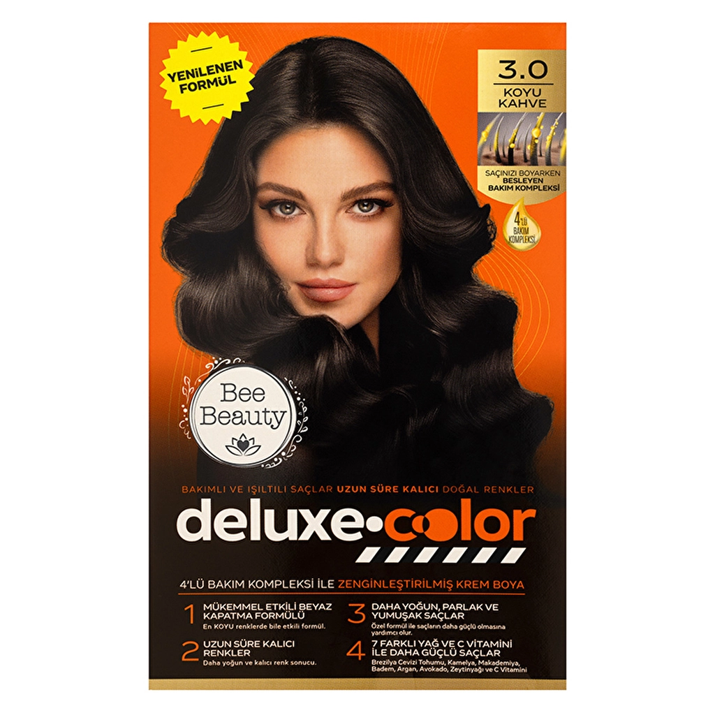 Bee Beauty Deluxe Color Cream Hair Dye 3.0 Dark Brown 50ml
