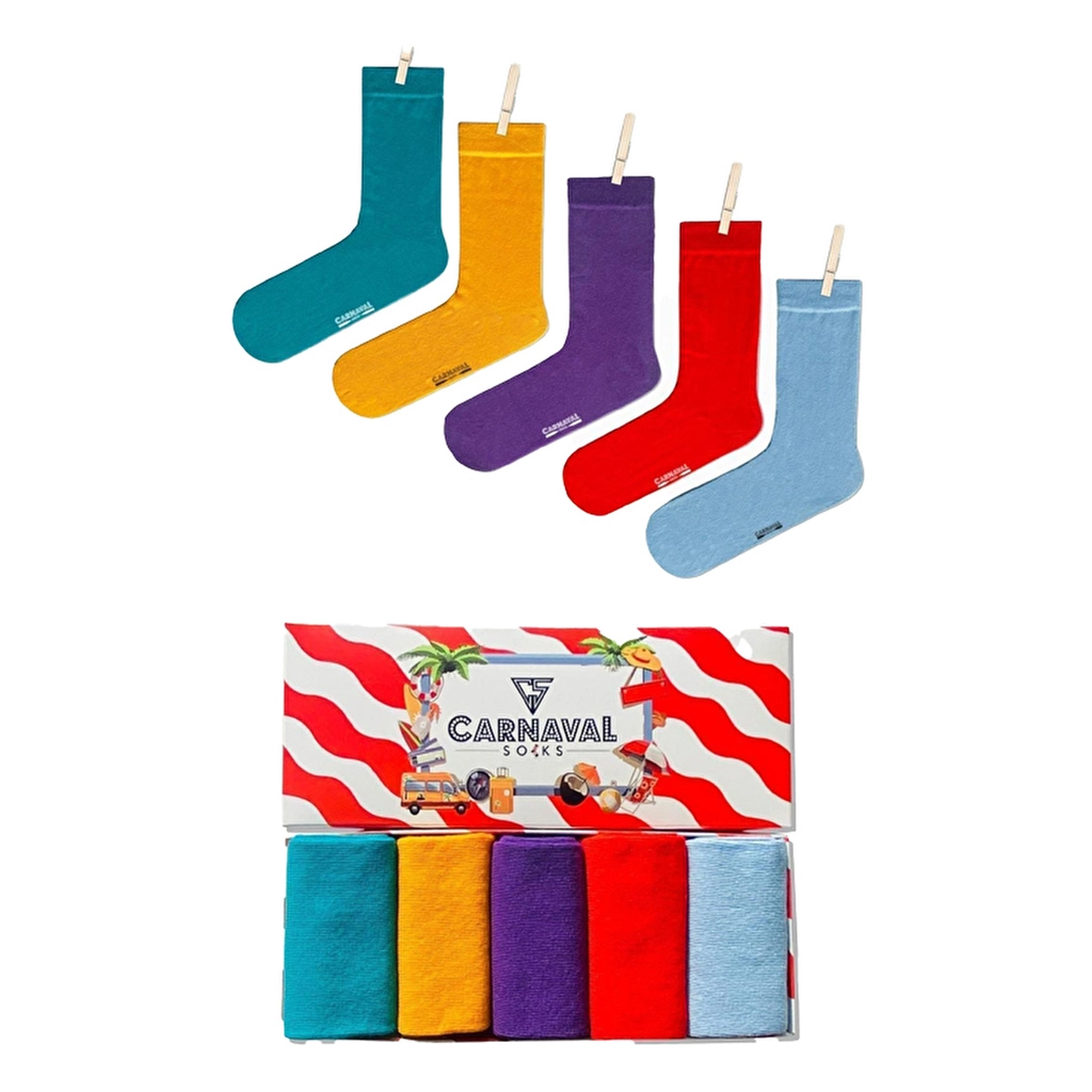 Carnaval Pastel Sock Box - 5 Colorful Cotton Blend Socks
