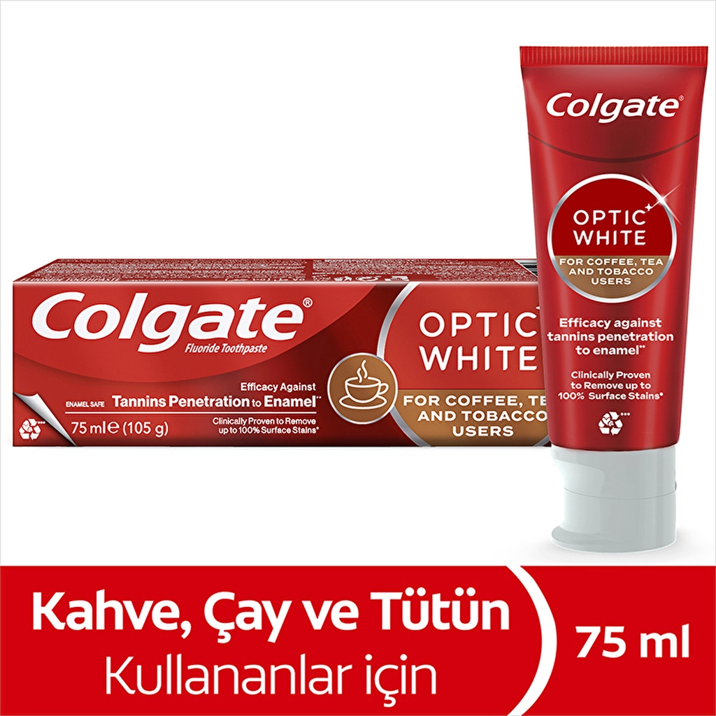 Colgate Optic White Toothpaste for Coffee & Tea Stains 75ml