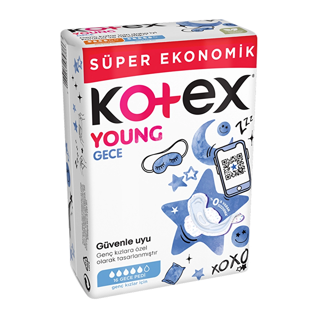 Kotex Young Night Pads for Girls - Super Absorbent & Comfort