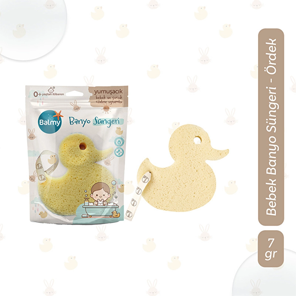 Balmy Duck Baby Bath Sponge - Soft, Hypoallergenic & Fun Shapes