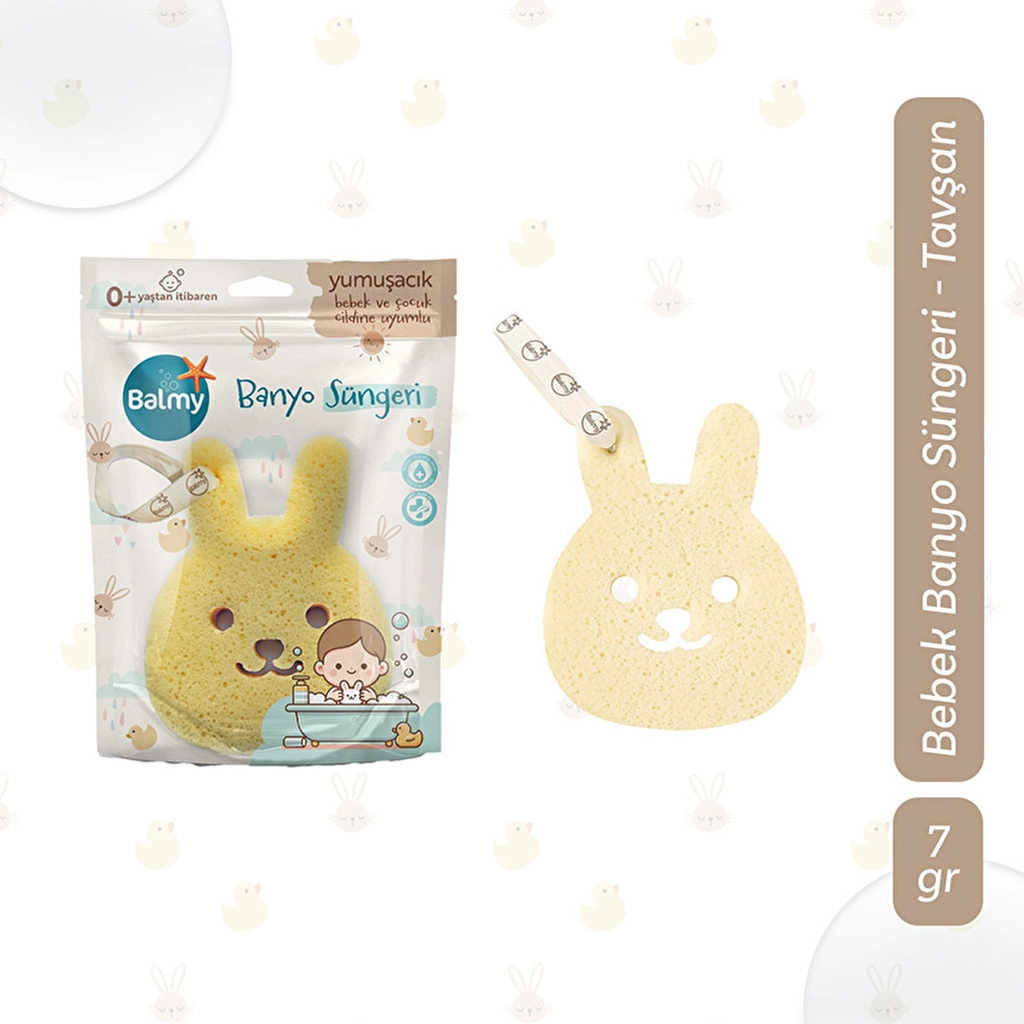 Balmy Rabbit Baby Bath Sponge - Ultra Soft & Hypoallergenic