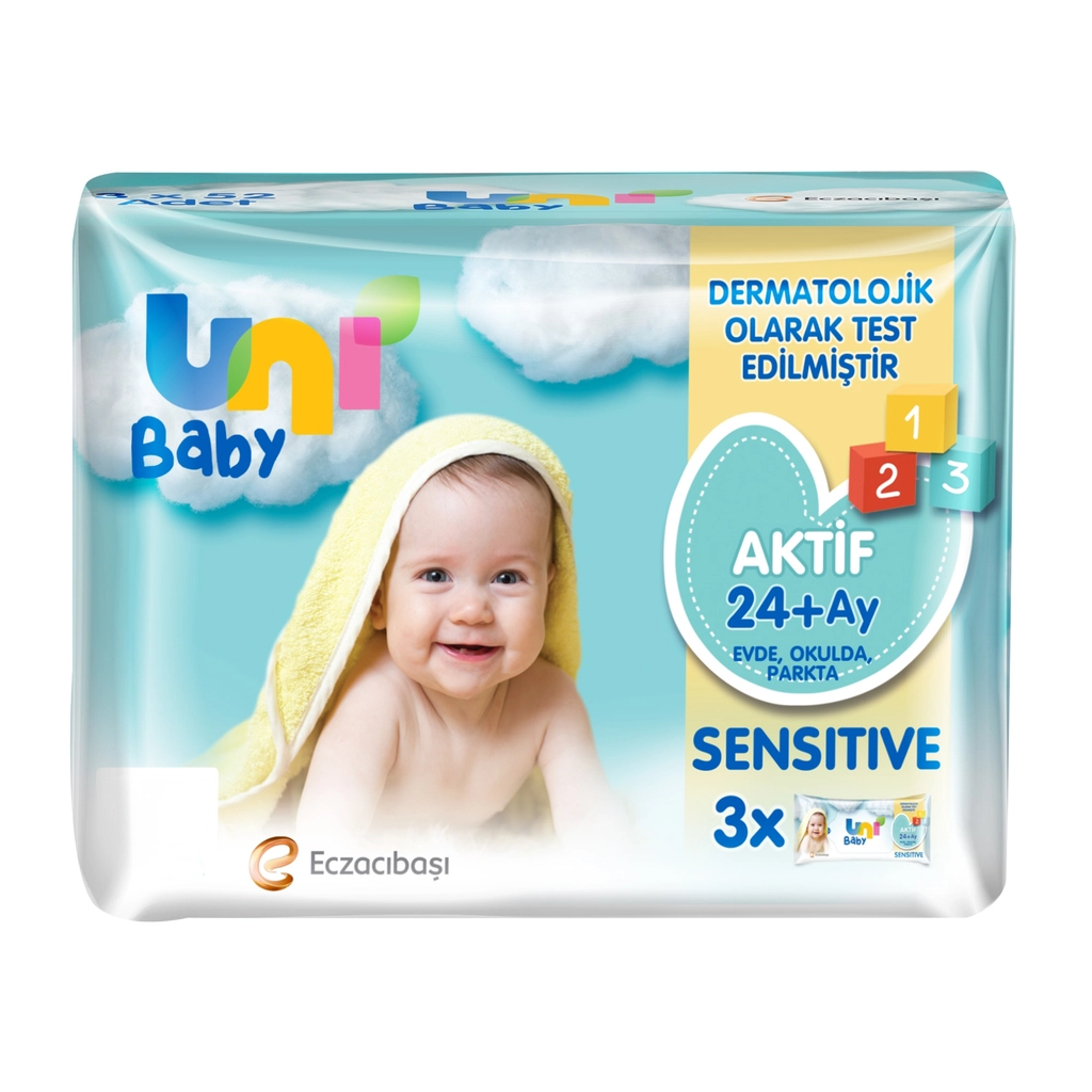 Uni Baby Active Sensitive Baby Wet Wipes 24+months 3 x52 pcs
