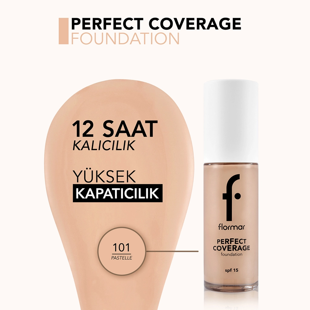 Фонд для лица Flormar Совершенное покрытие SPF 15 - Гладкое покрытие 101