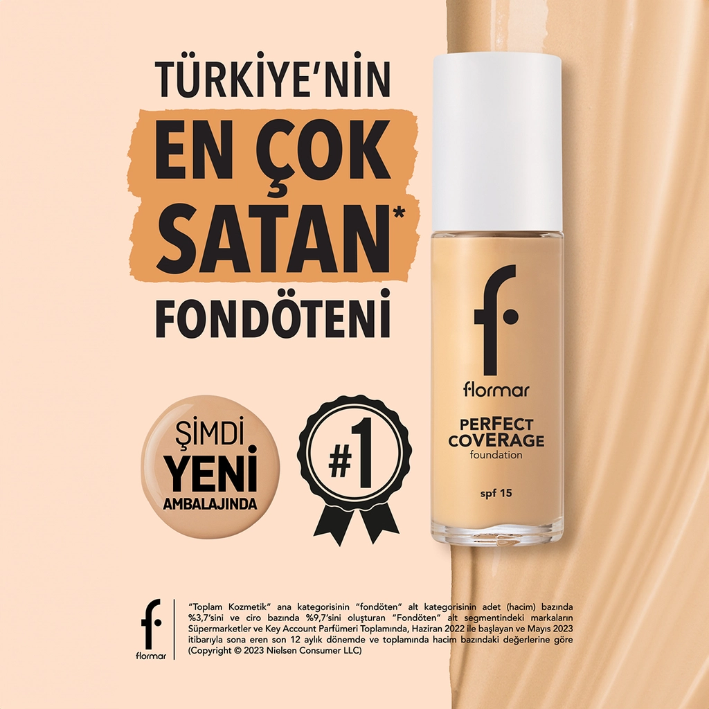 Фонд для лица Flormar Совершенное покрытие SPF 15 - Гладкое покрытие 101