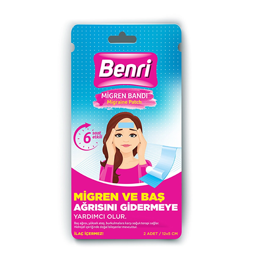 Benri Migraine Relief Band - Rapid Cooling Hydrogel Plaster