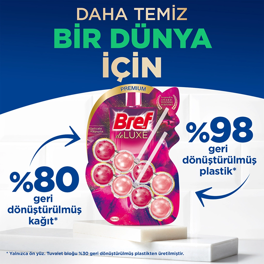 Bref بريف باور أكتيف، كتلة مرحاض صلبة برائحة الماغنوليا، 250 دورة تدفق