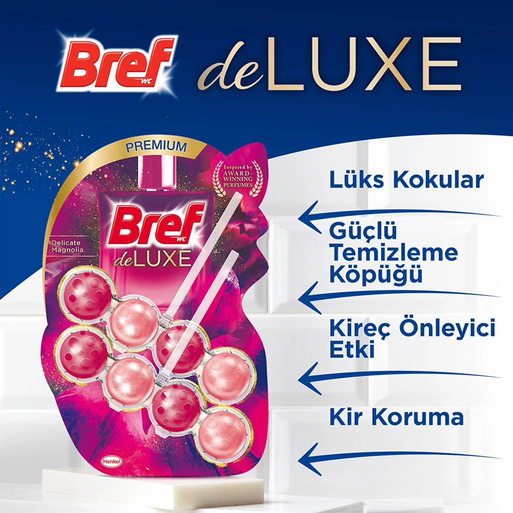 Bref بريف باور أكتيف، كتلة مرحاض صلبة برائحة الماغنوليا، 250 دورة تدفق