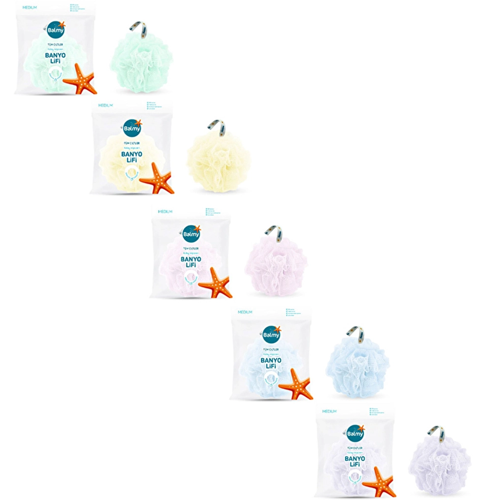 Balmy Bath Medium Loofah - Assorted Colors, BPA-Free Fiber