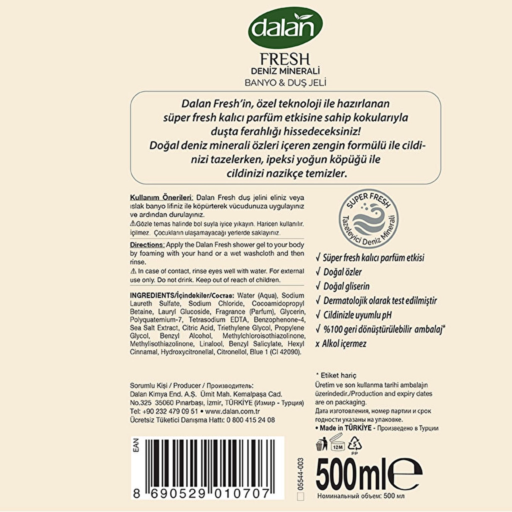 Dalan Fresh Sea Mineral Bath And Shower Gel 500 ml