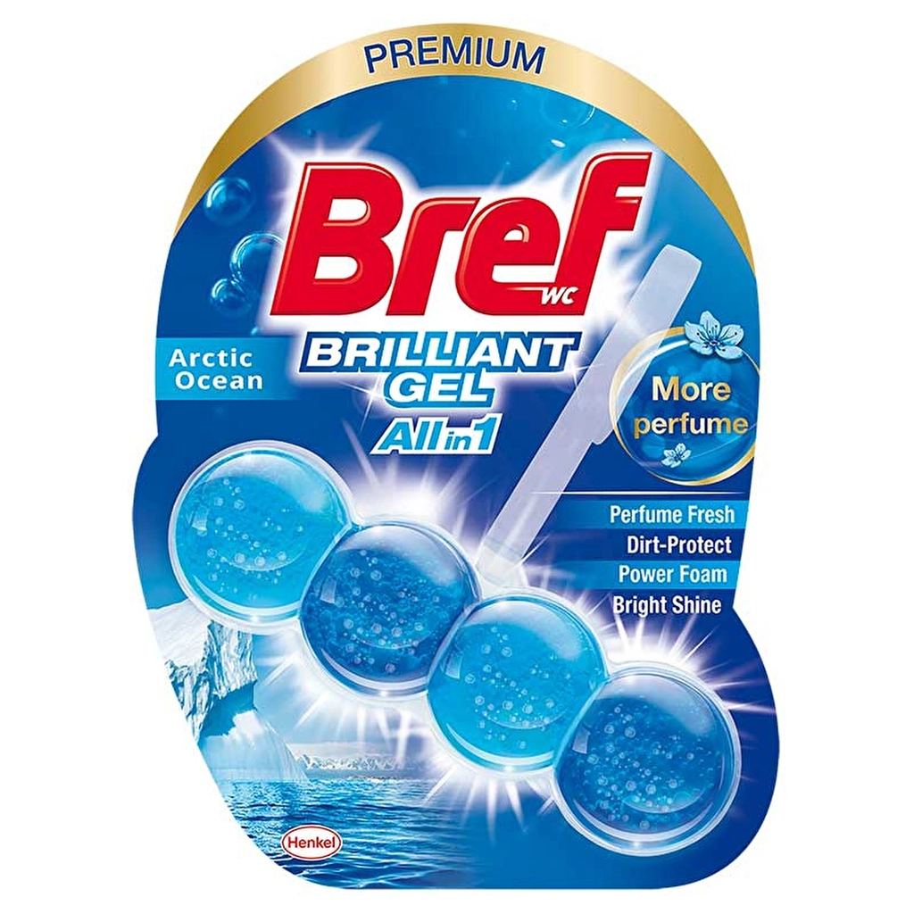 Bref Brilliant Gel Ocean Toilet Block - 4-in-1 Cleaning Power