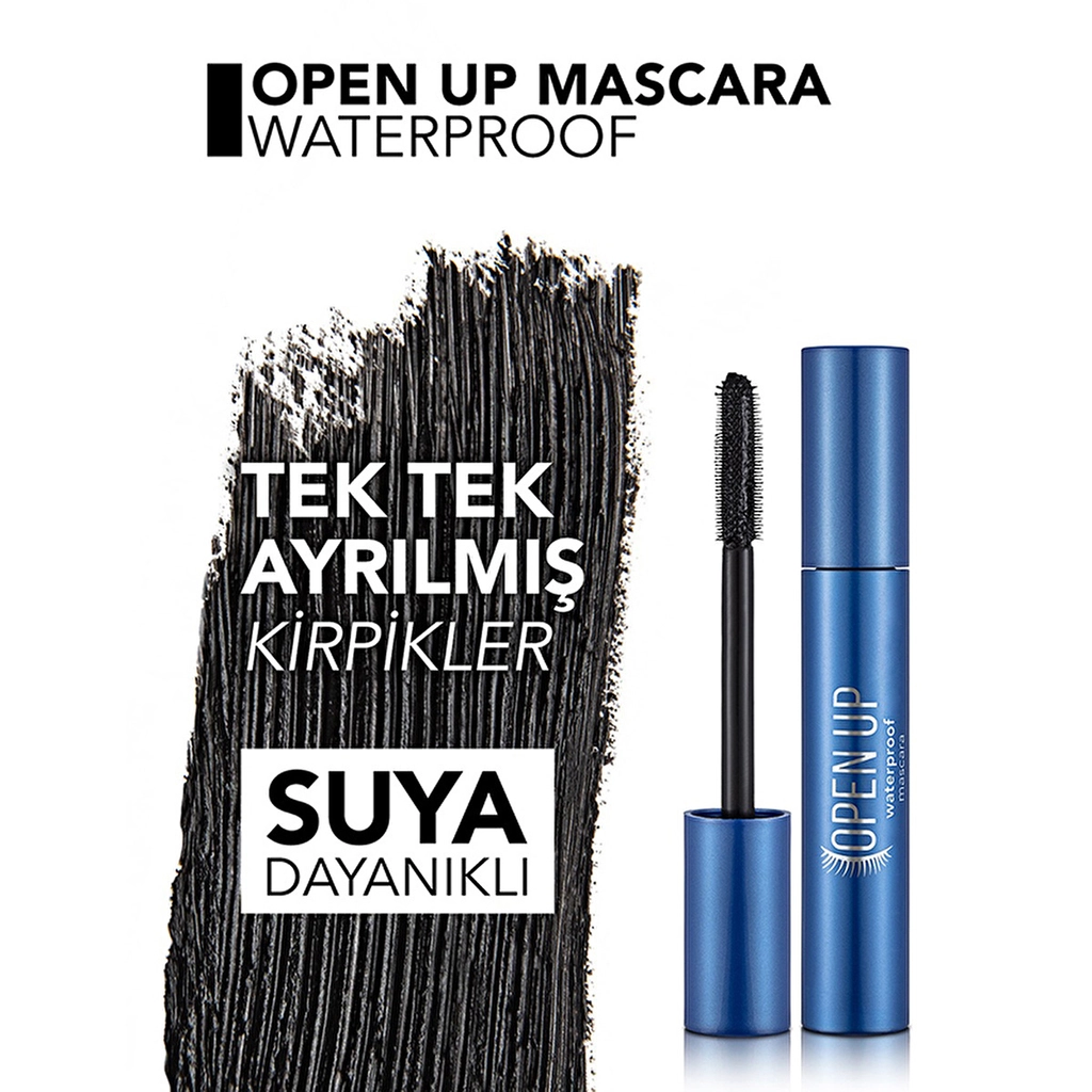 Flormar Open Up Wasserfeste Mascara - Intensives Schwarz, Fächer-Effekt