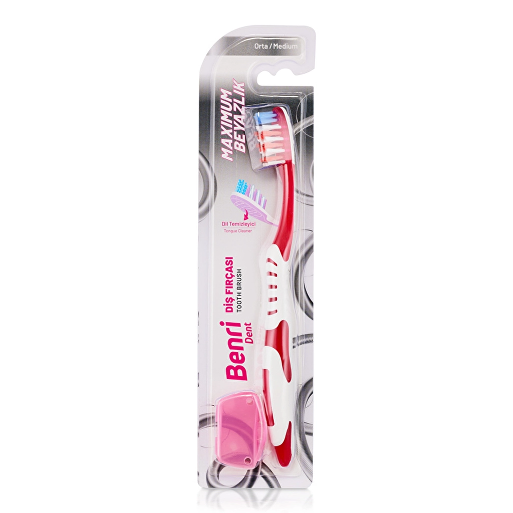 Benri Dent Medium Toothbrush - Soft Bristles & Non-Slip Handle