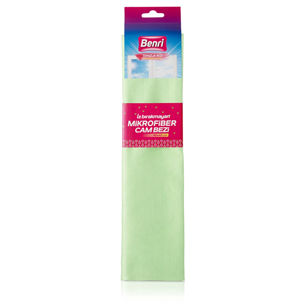 Benri Microfiber Glass Cloth - 40x40cm, Streak-Free Cleaning