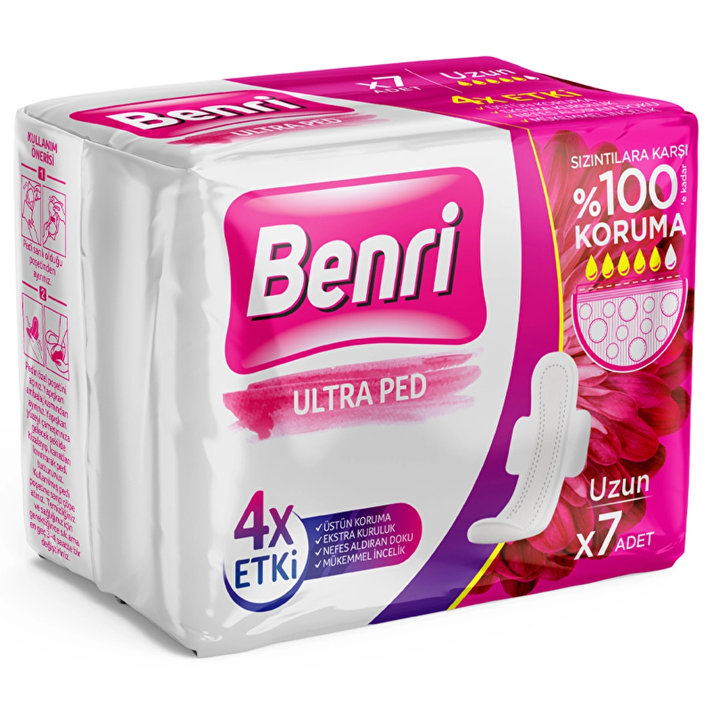 Benri فوط صحية طويلة من بنري، عبوة من 7 قطع امتصاص عالي وراحة