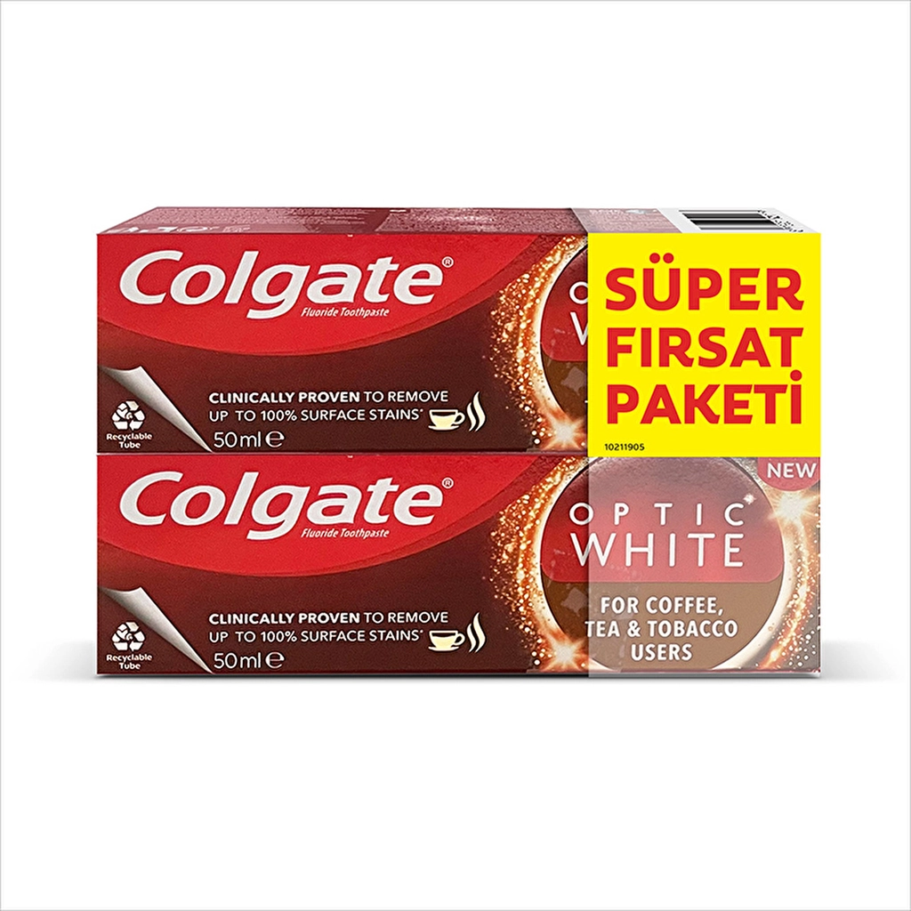 Colgate Optic White Toothpaste 2 x 50ml - Stain Removal & Enamel Care