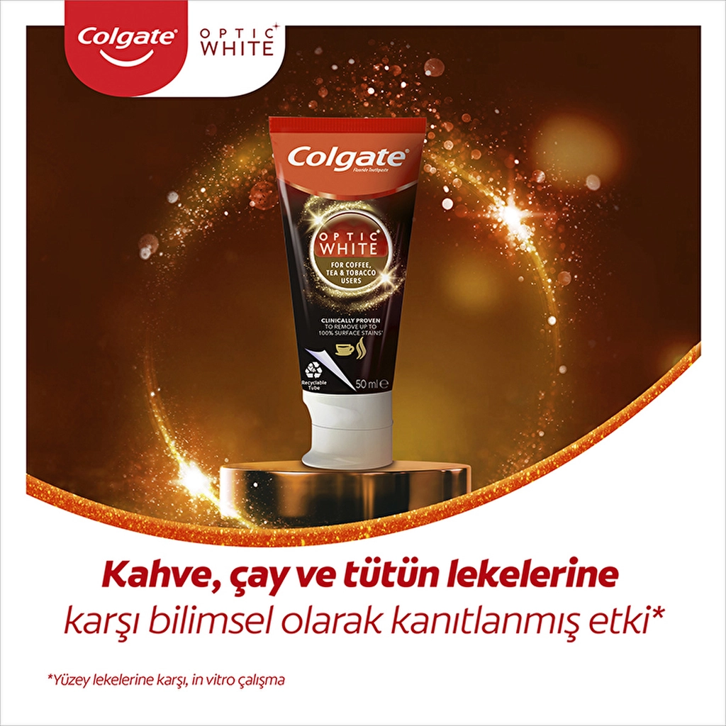 Colgate Optic White Toothpaste 2 x 50ml - Stain Removal &amp; Enamel Care