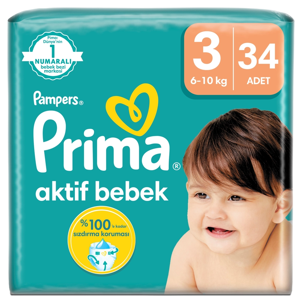 Pampers Active Diapers Size 3, 34-Pack - Leak-Proof Comfort