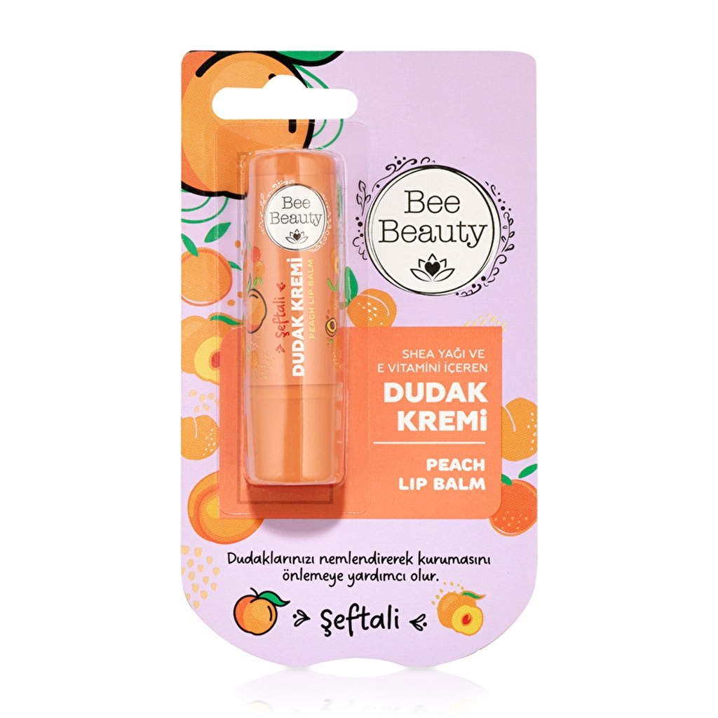 Bee Beauty Peach Lip Balm with Shea Butter & Vitamin E
