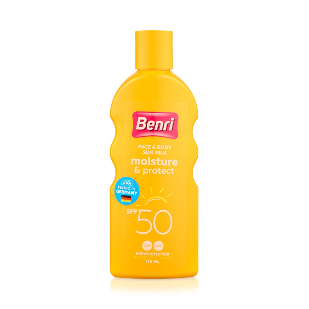 Benri Moisture Sun Milk 50 SPF - Water Resistant for Sensitive Skin