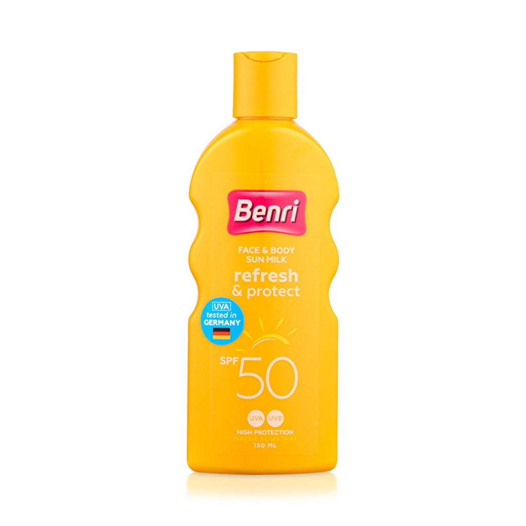 Benri 50SPF Sun Milk - Water-Resistant Protection for All Skin Types