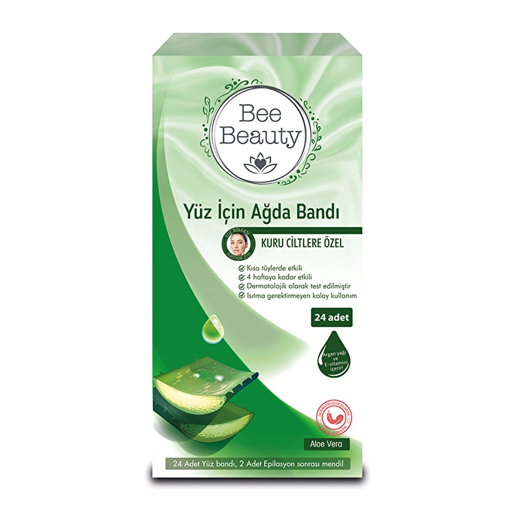 Bee Beauty Aloe Vera Face Wax Strips 24 Pcs for Dry Skin