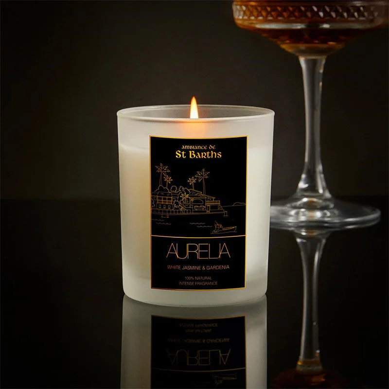 Aurelia Geneve شمعة أوريليا جينيف الياسمين والغاردينيا 180 غرام شفافة