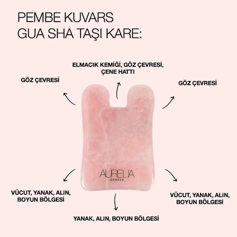 Aurelia Geneve Square Shaped Gua Sha Stone - Rose Quartz