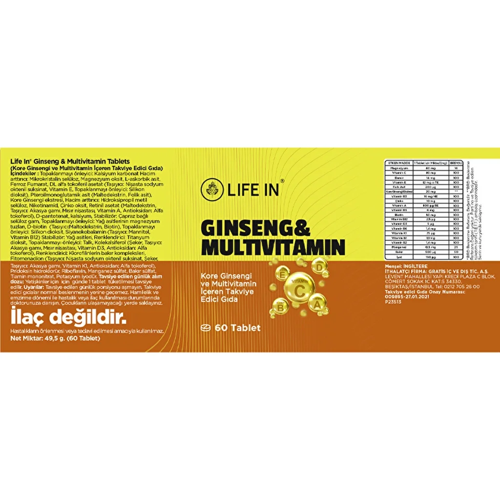 Life In Ginseng & Multivitamin Tablets 60 pcs