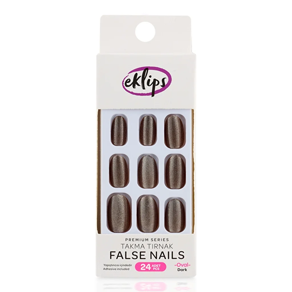 Eklips Glitzernde Dunkle Oval-Falschnägel