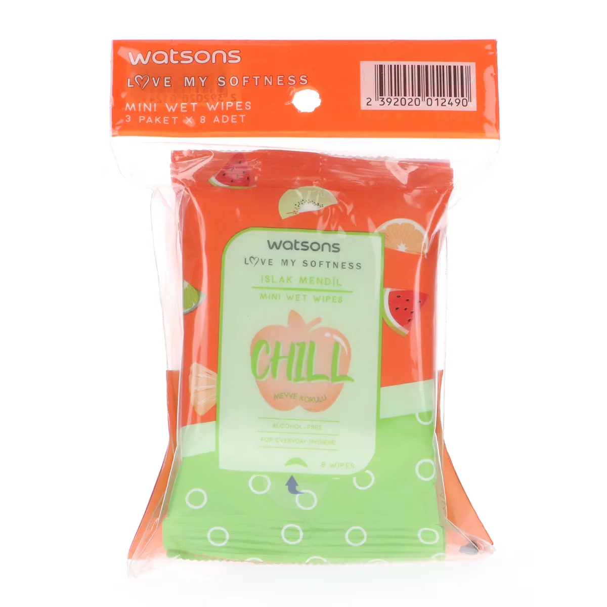 Watsons Mini Wet Wipes Chill Fruit Scented 3 x8 pcs