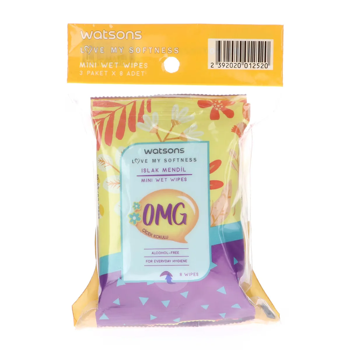 Watsons Mini Wet Wipes Omg Flower Scented 3 x8 pcs