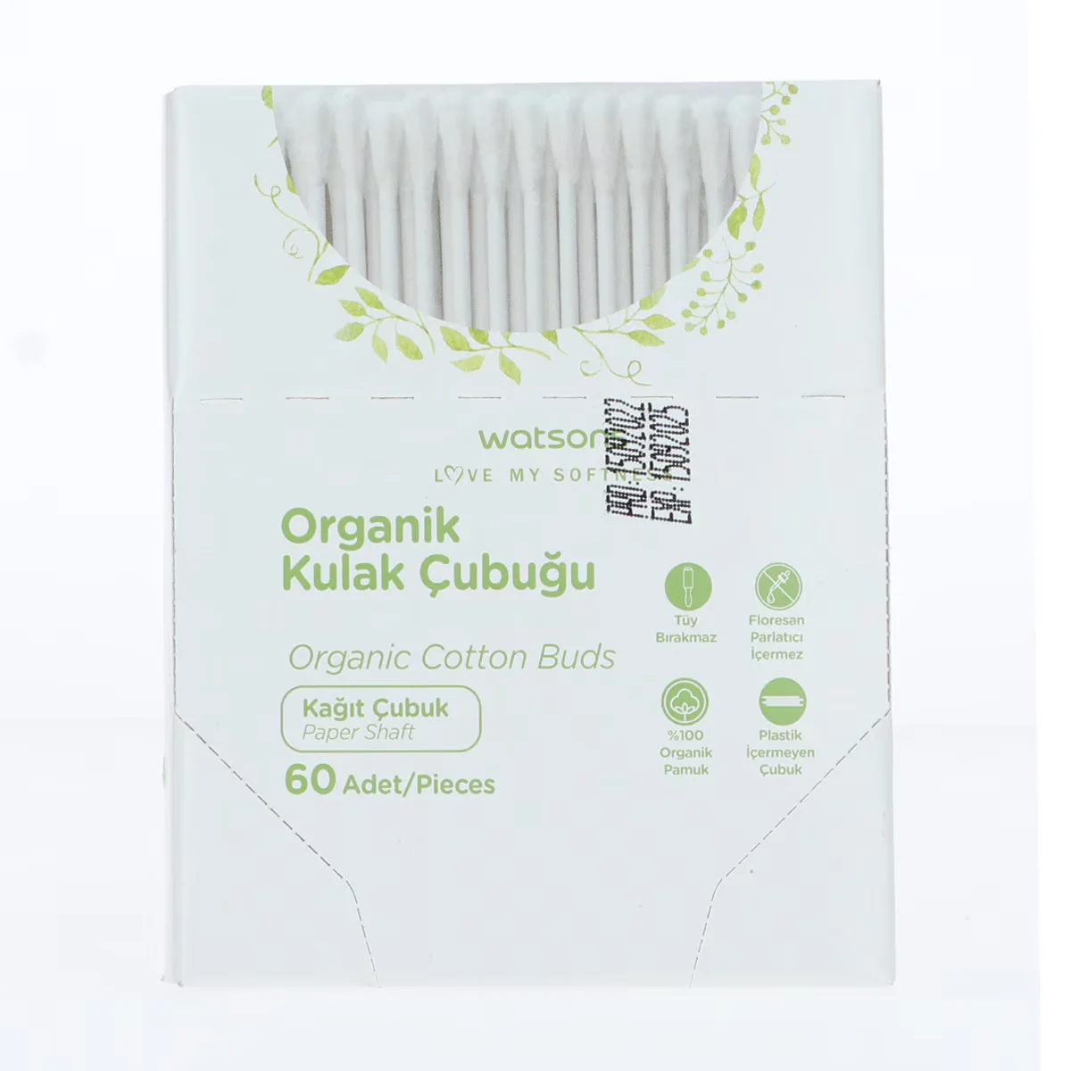 Watsons Organic Cotton Swabs 60 pcs