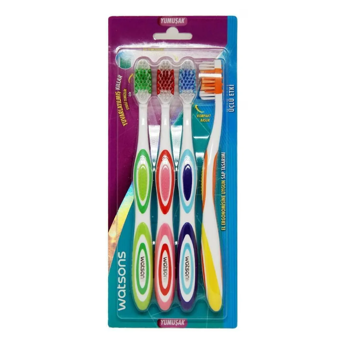 Зубная щетка Watsons 3 в 1 мягкая 4 шт.